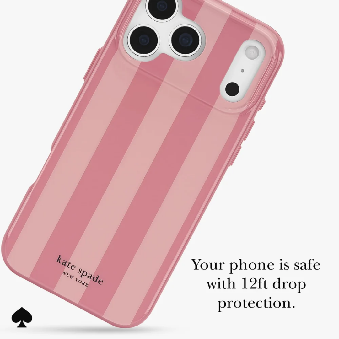 Official kate spade new york Stripe Rose Coral MagSafe Phone Case (Compatible with iPhone 18 Pro & iPhone 18 Pro Max)