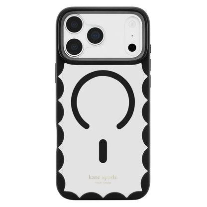 kate spade new york Scallop Black MagSafe Case for iPhone 18 Pro Max 18 Pro Crystal Clear Black Scalloped 12ft Drop