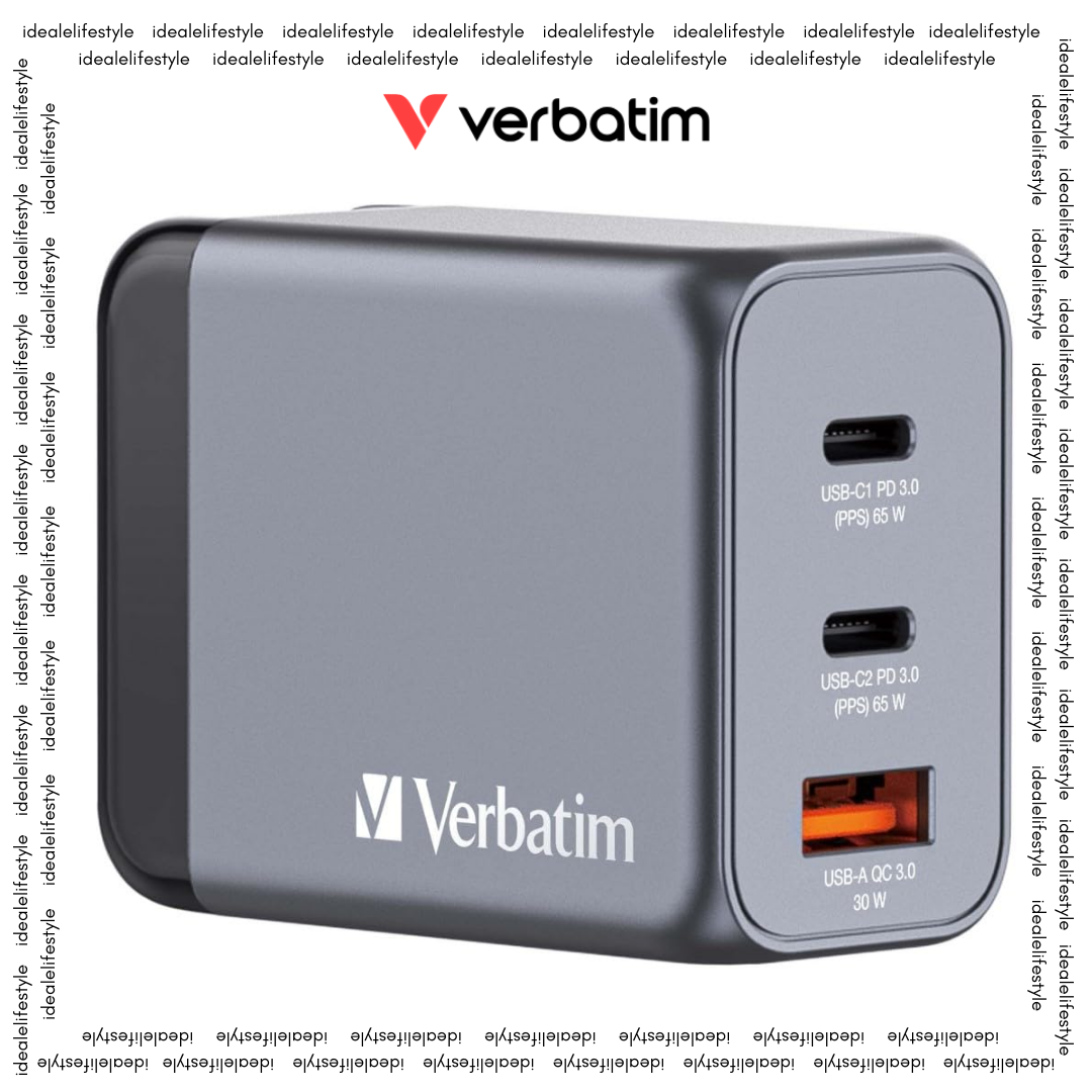 Verbatim GaN Charger 3 Port 65W USB A/C (EU/UK/US)