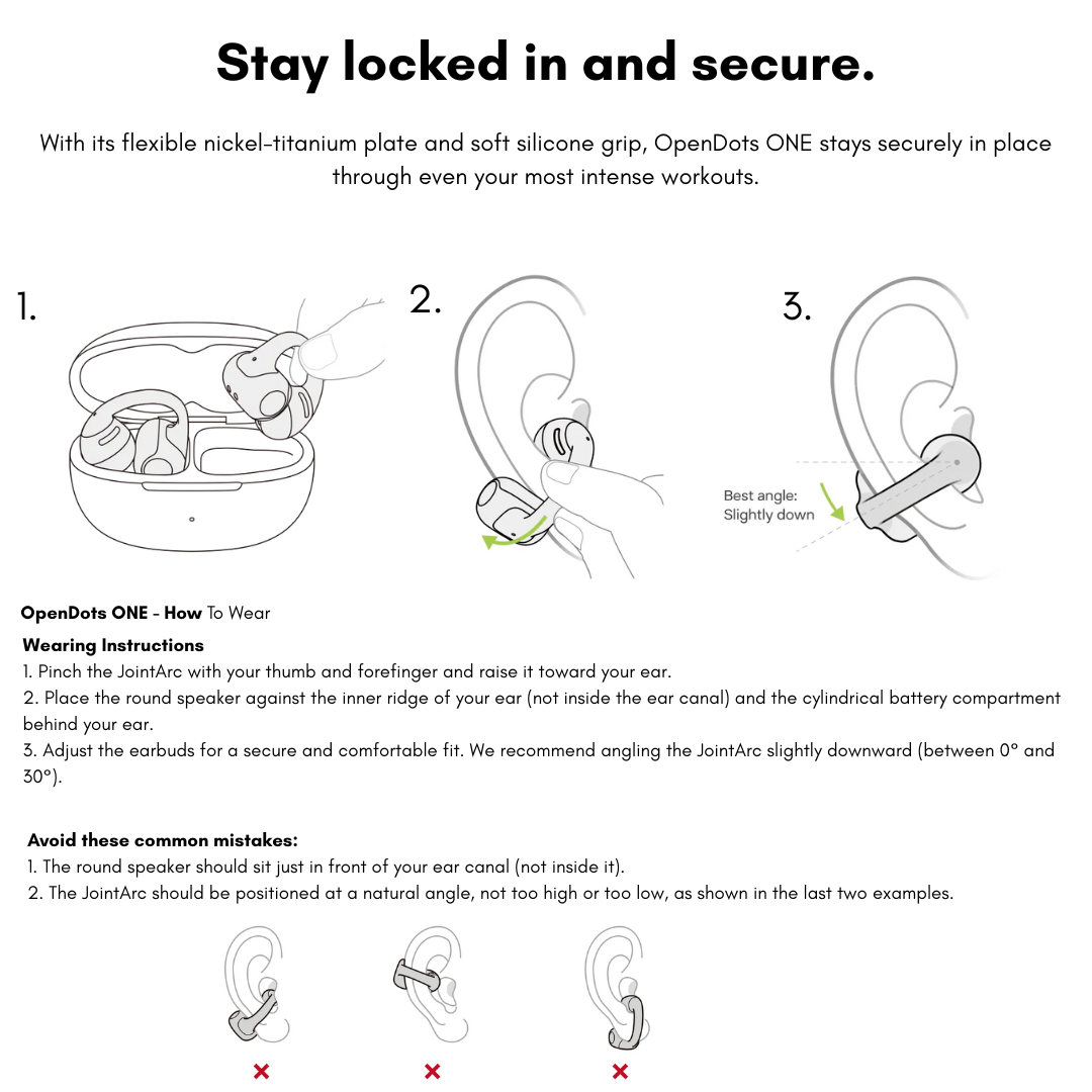Flexible nickel-titanium JointArc frame of Shokz OpenDots ONE