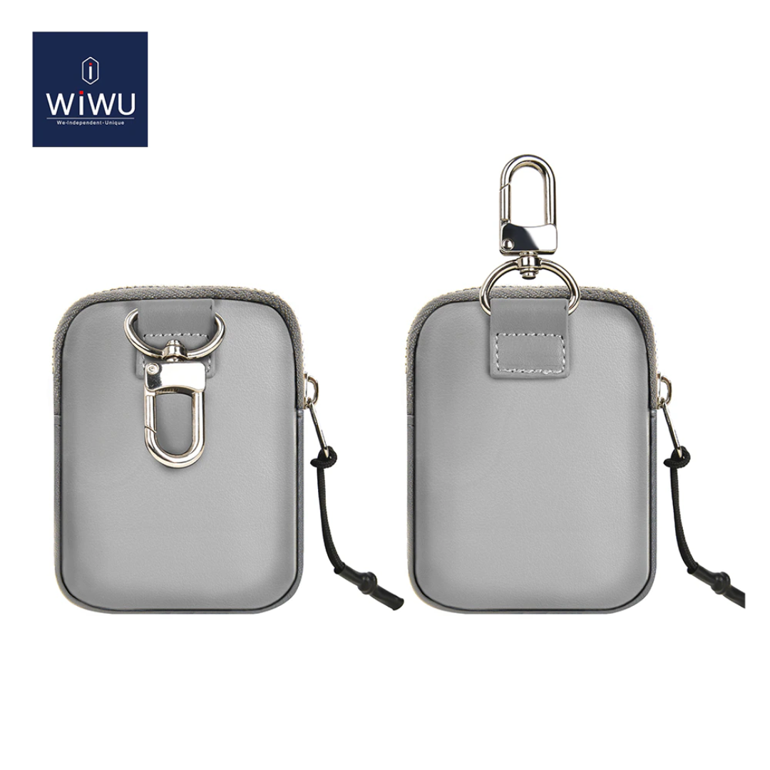 WiWU E-Pouch PU Leather, Water-Resistant, Skin-friendly with Portable Hook Storage Carrying Bag