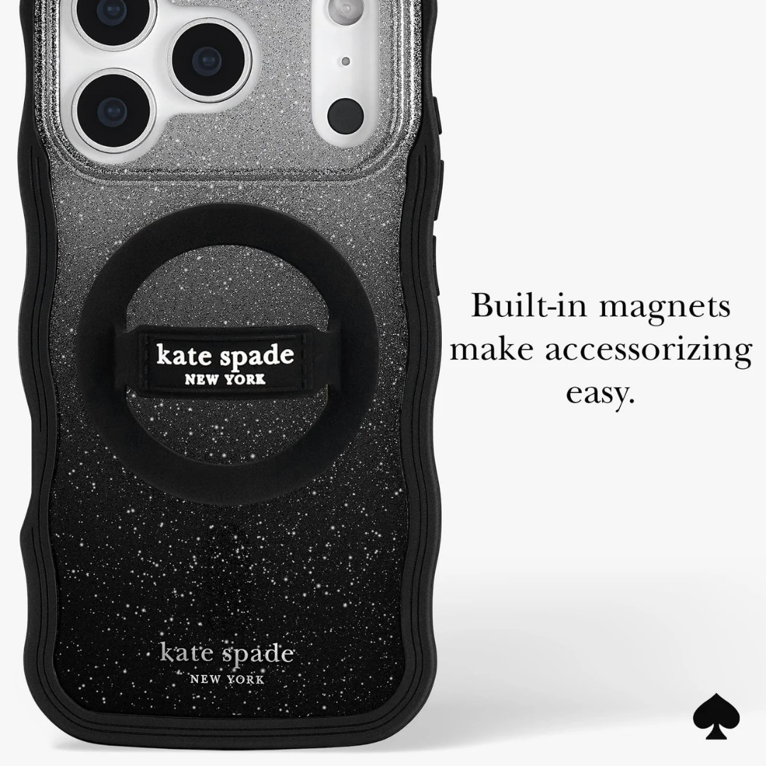Kate Spade New York Wavy Nightfall MagSafe iPhone 17 Case – Glitter Ombré, 12ft Drop, MagSafe Compatible