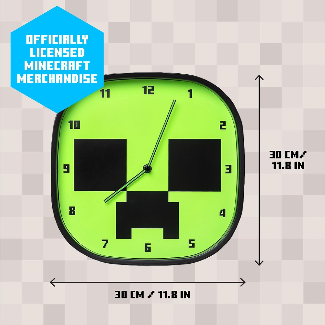 Paladone Minecraft Creeper Glow In The Dark Wall Clock