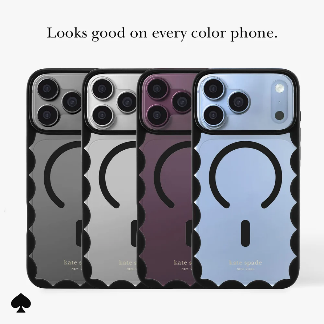 kate spade new york Scallop Black MagSafe Case for iPhone 18 Pro Max 18 Pro Crystal Clear Black Scalloped 12ft Drop
