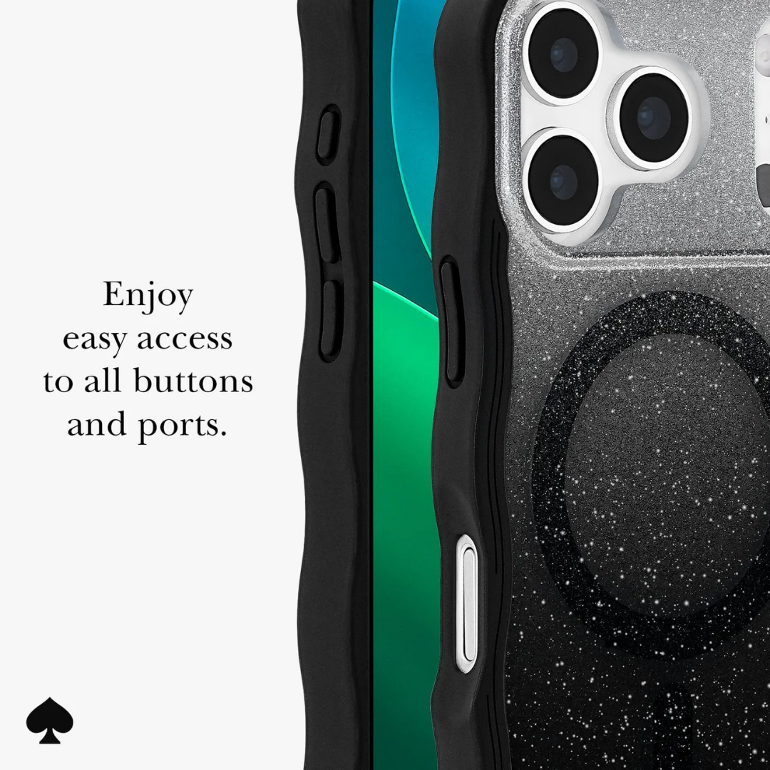 Kate Spade New York Wavy Nightfall MagSafe iPhone 17 Case – Glitter Ombré, 12ft Drop, MagSafe Compatible