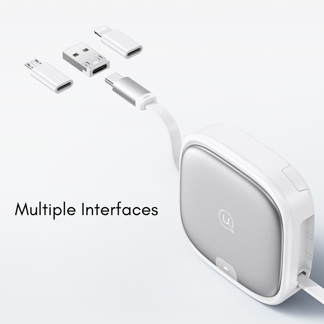 Portable USAMS U87 6-in-1 fast charging cable storage box ideal for travel and business trips
