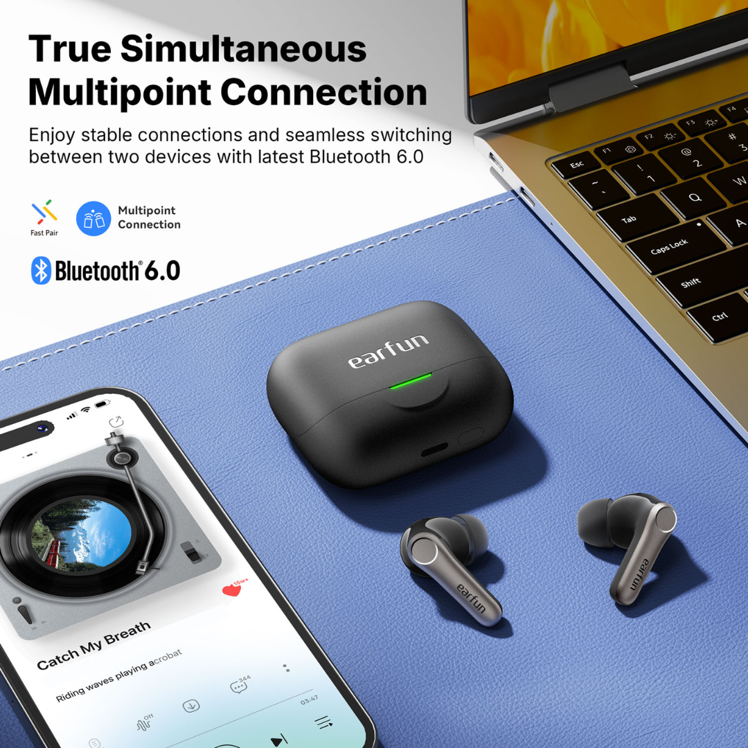 EarFun Air Pro 4+ Hi-Res ANC Earbuds | Bluetooth 6.0 Snapdragon Sound | AI Real-Time Translation & Auracast | Dual Hybrid Driver (1BA + 10mm DD) | 50dB Adaptive Noise Cancelling | 54H Playtime | IP55 Waterproof