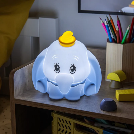 15cm tall soft and squishy Dumbo elephant LED lamp for kids.