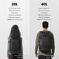 TOMTOC Navigator T66 Liteway Travel Backpack 40L /28L Flight Approved Waterproof Suitcase Backpack 17.3 16 Inch Laptop Bag