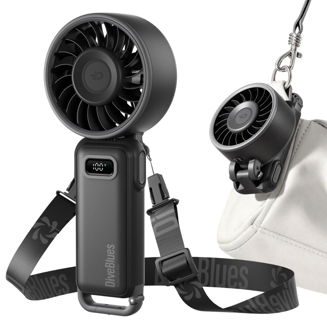 Diveblues 100-Speed Turbo Cooling Fan 4-in-1 Foldable Handheld Neck Desk Fan
