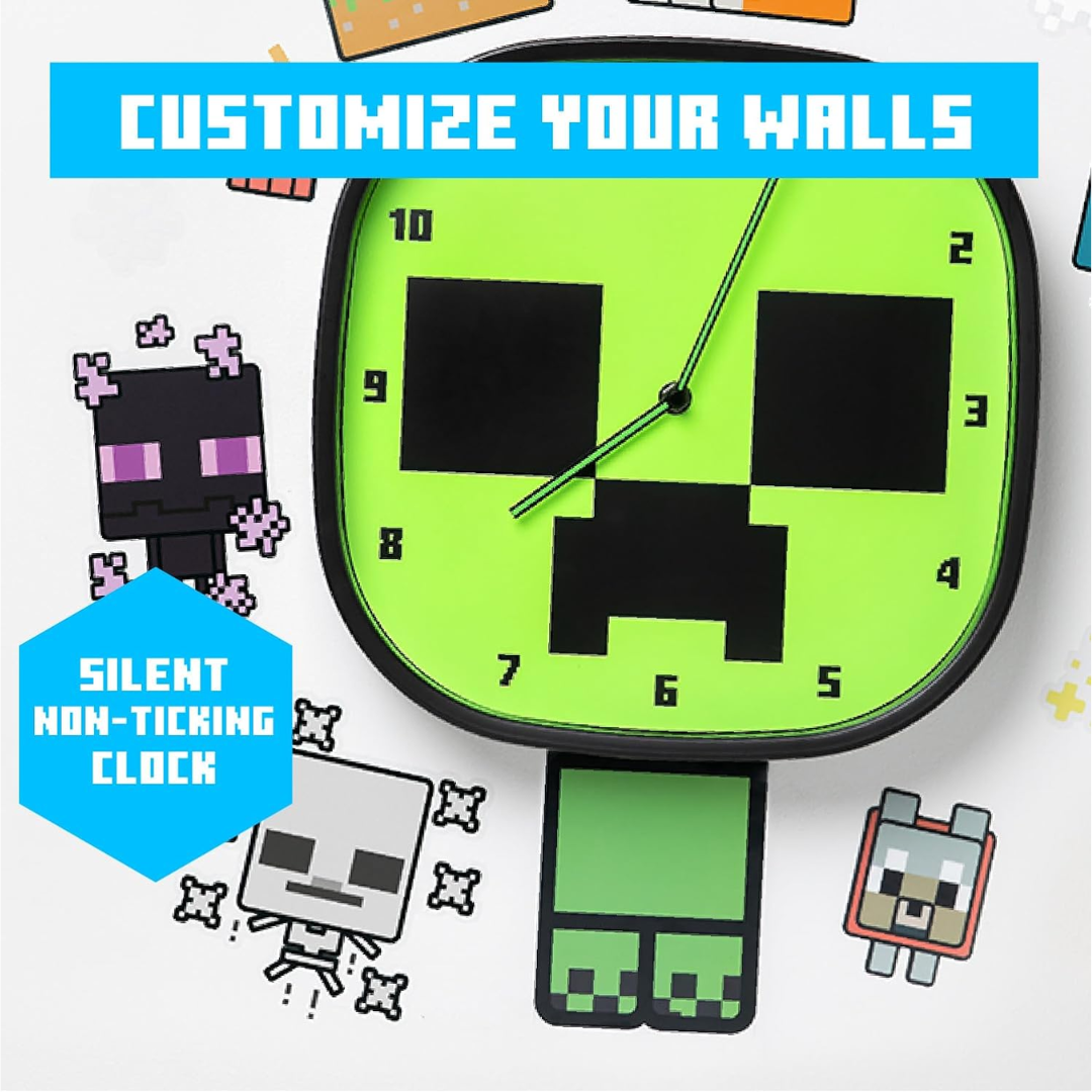 Paladone Minecraft Creeper Glow In The Dark Wall Clock