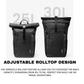 TOMTOC Navigator T61 Rolltop Backpack L Waterproof 25L 30L Expandable Travel Laptop Bag 17.3 Inch Big Capacity Men Women
