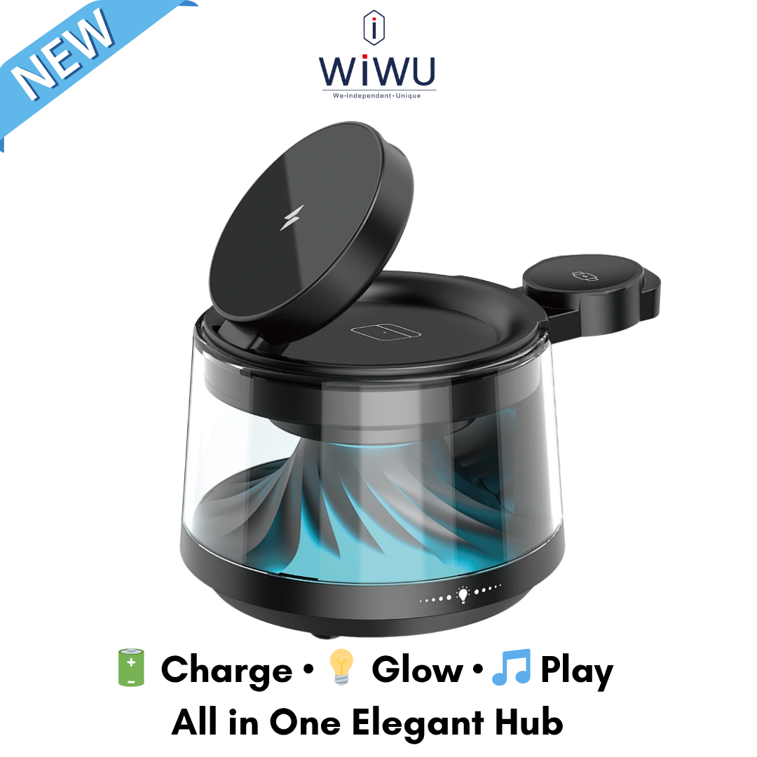 WiWU Flow 5-in-1 Wireless Charger with Bluetooth Speaker and RGB Light (Wi-W039)
