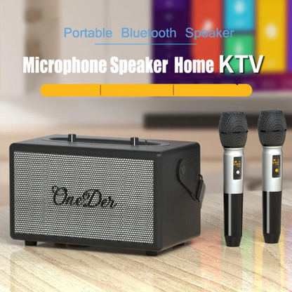 Oneder D7 Bluetooth Speaker Outdoor Karaoke Wireless Speakers With Two Mic