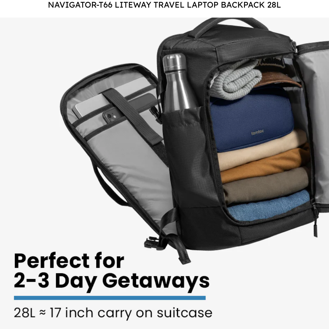 TOMTOC Navigator T66 Liteway Travel Backpack 40L /28L Flight Approved Waterproof Suitcase Backpack 17.3 16 Inch Laptop Bag