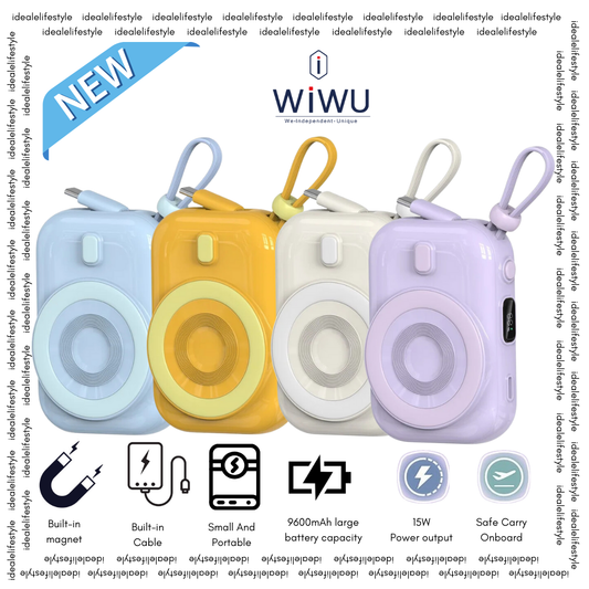 WIWU Wi-P041 Small Snail 9600mAh Power Bank Magnetic Phone Wireless Charger with Type-C Cable