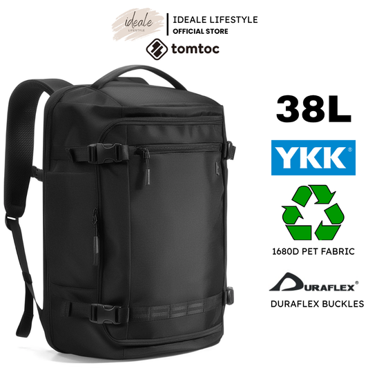 TOMTOC Navigator T67 Travel Backpack 38L Flight Approved Flight Suitcase Backpack Water Resistant 17.3 Inch Laptop Bag