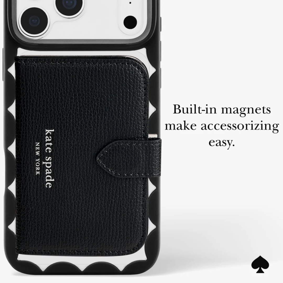 kate spade new york Scallop Black MagSafe Case for iPhone 18 Pro Max 18 Pro Crystal Clear Black Scalloped 12ft Drop