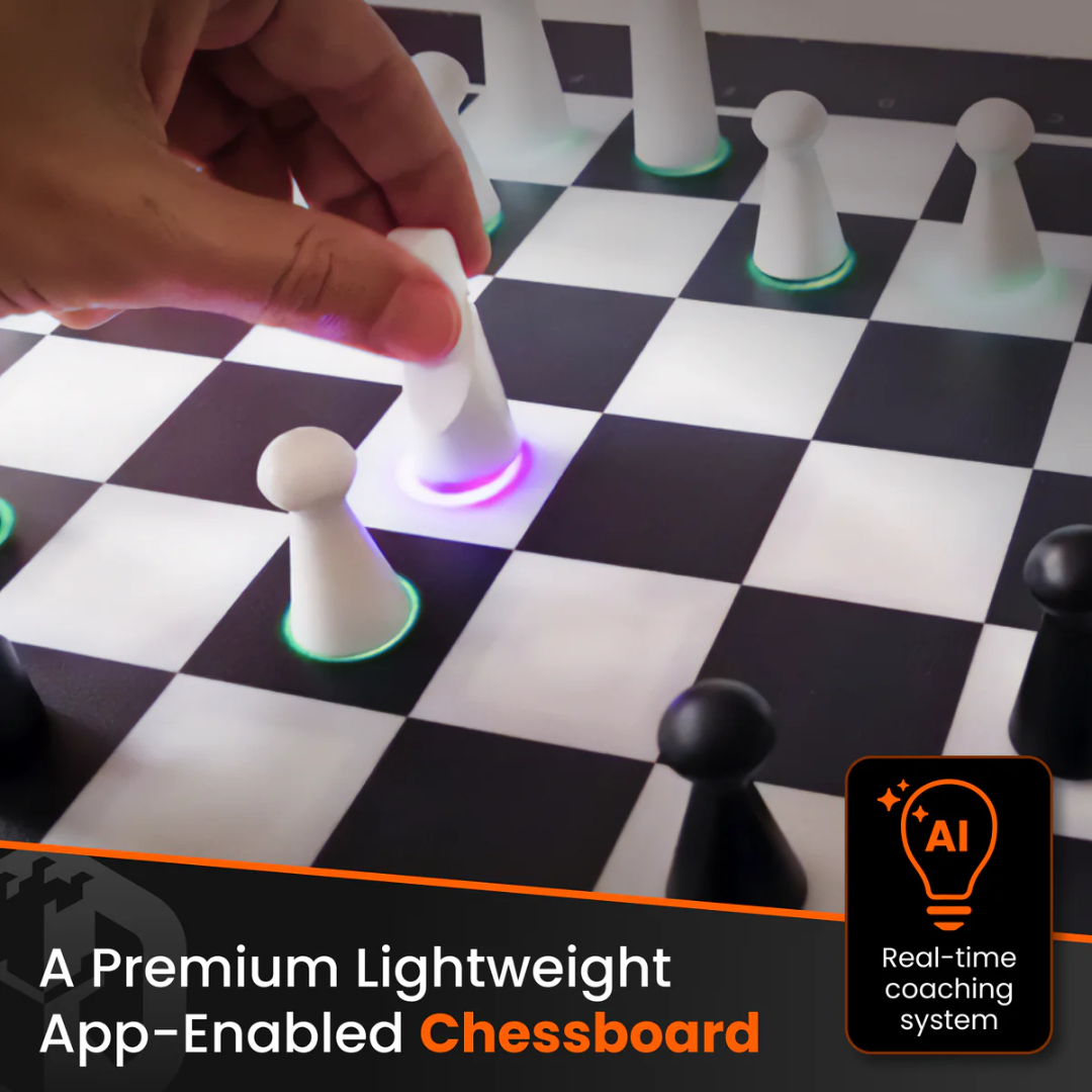 GoChess Mini delivers the perfect fusion of traditional chess, cutting-edge technology, AI, and portability. All in a slim, premium board, designed for chess lovers wherever they go.