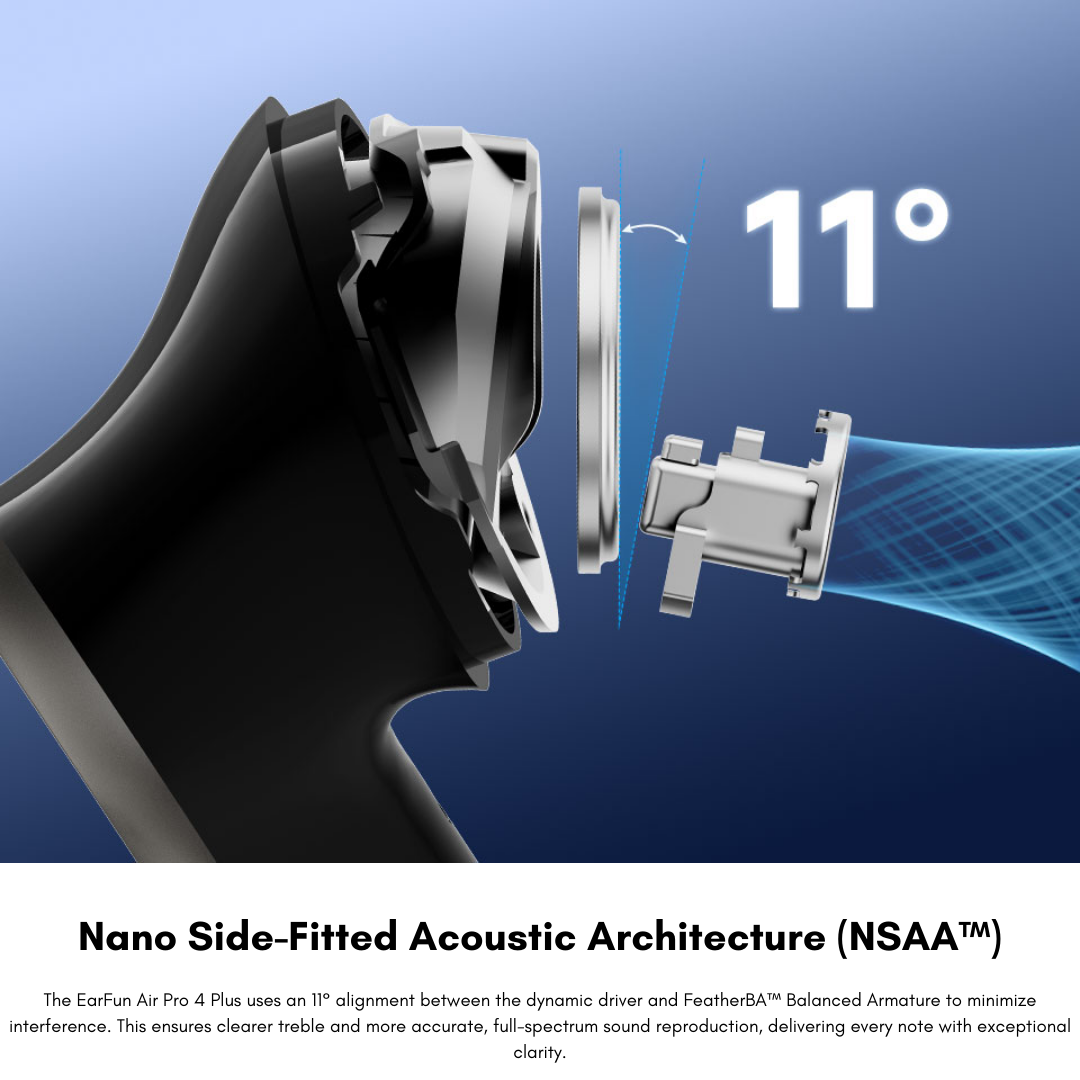 EarFun Air Pro 4+ Hi-Res ANC Earbuds | Bluetooth 6.0 Snapdragon Sound | AI Real-Time Translation & Auracast | Dual Hybrid Driver (1BA + 10mm DD) | 50dB Adaptive Noise Cancelling | 54H Playtime | IP55 Waterproof