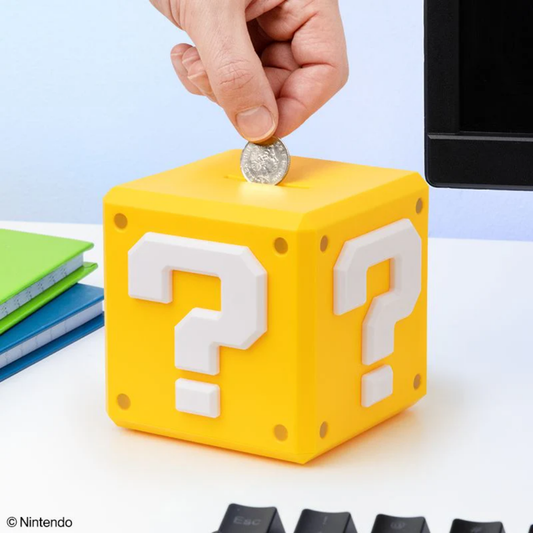 Paladone Super Mario Question Block Money Box | Official Nintendo Licensed Savings Bank | 12cm Square Desktop Coin Bank | Classic "?" Block Collector’s Gift - Shop Now!