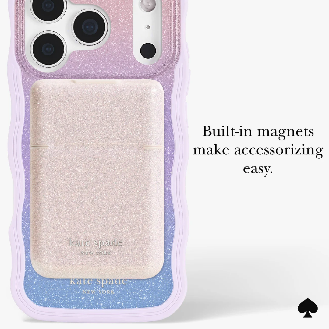 Kate Spade New York Wavy Nightfall MagSafe iPhone 17 Case – Glitter Ombré, 12ft Drop, MagSafe Compatible