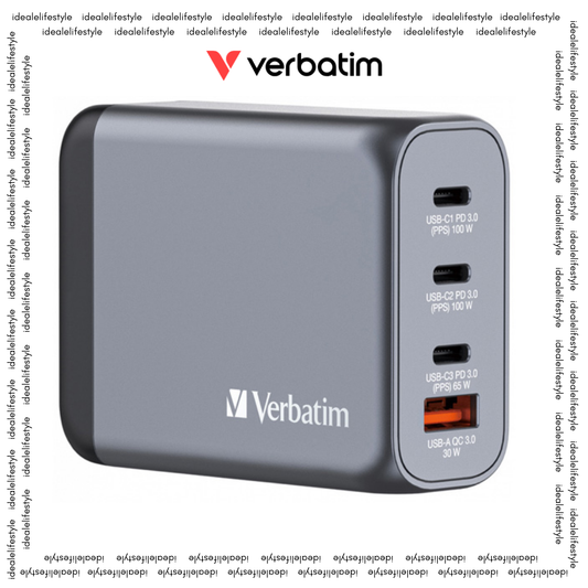 Verbatim GaN Charger 4 Port 100W USB A/C (EU/UK/US)