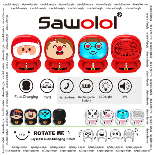 SAWOLOL Face changing animal robot, Bluetooth Speaker +Hands-freecall+Night Lights+ 4 side changing Face,Bluetooth Speaker with hands free call