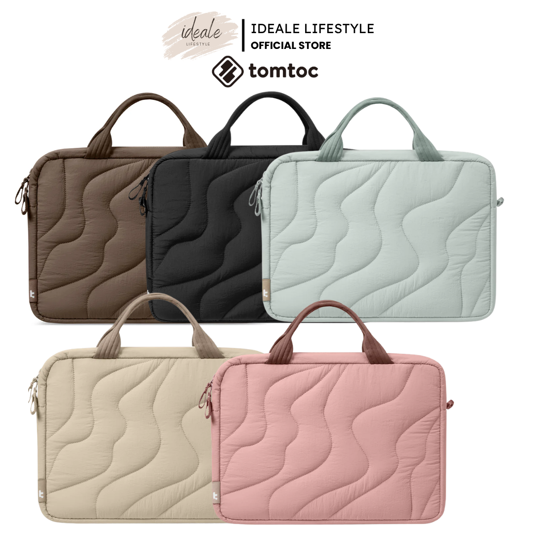 TOMTOC Terra A28 Puffy Laptop Sleeve Bag 13 14 16 Inch Lightweight Protective Carrying Case Soft Padded Waterproof Laptop Bag Travel Work