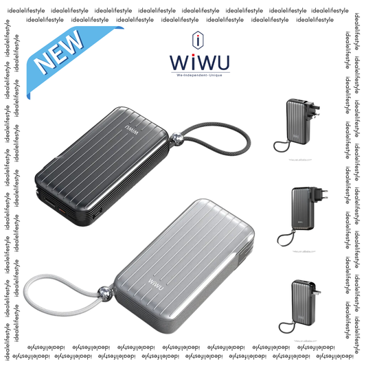 WiWU Trunk P030 10000mAh Power Bank Portable Travel Source with Universal Plug and Built-in Phone Cables