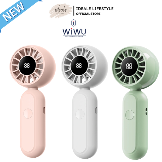 WiWU Bubble Pro Handheld Fan Wi-FS017 Mini Portable Cooling Fan Digital Display USB Type-C Rechargeable