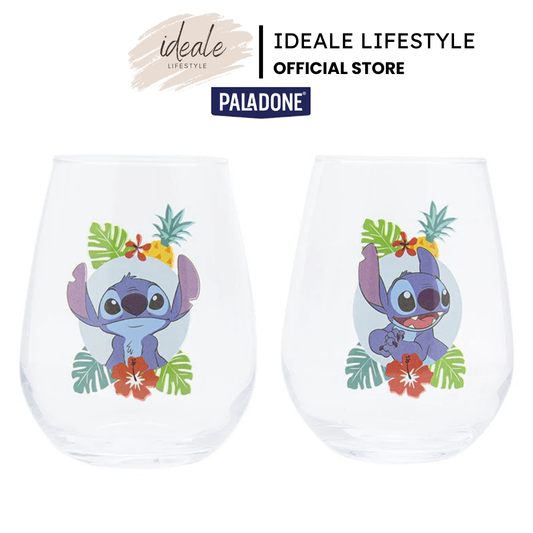 Official Disney Lilo & Stitch Set of 2 Glasses | Premium 9cm Drinking Glass Duo | High-Quality Clear Glass Tumbler Set | Paladone Licensed Stitch Collectible Kitchenware - Shop Now!