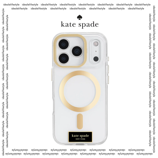 Kate Spade New York Icon Clear IPhone 17 series MagSafe Case – 12ft Drop, Camera Stand, Gold Accents