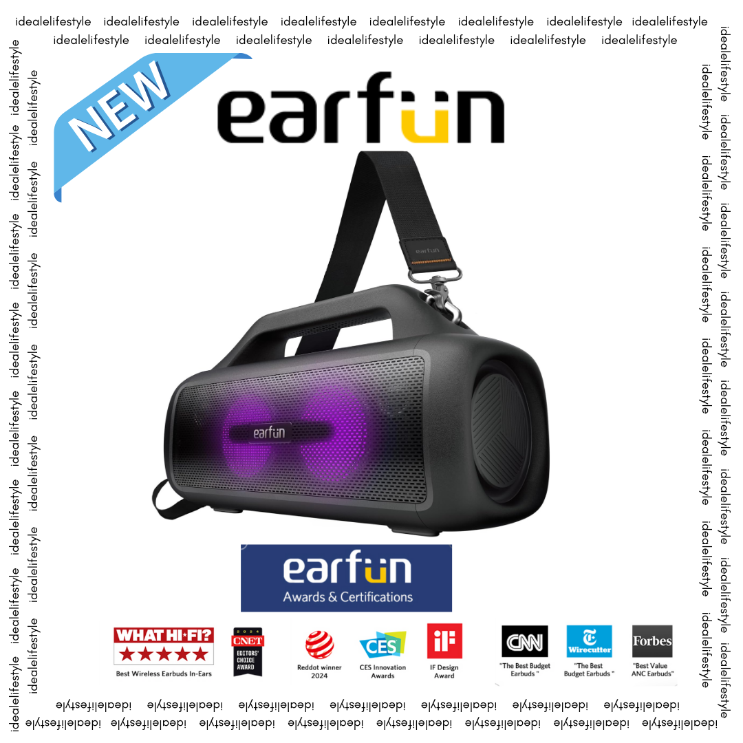 EarFun UBOOM X Portable Bluetooth Speaker, 80W Stereo with JumboBass, IP67 Waterproof Outdoor Speaker, RGB Light, 30H Playtime, Custom EQ, PowerBank, Bluetooth 5.3 Speaker for Outdoor, Camping, Beach