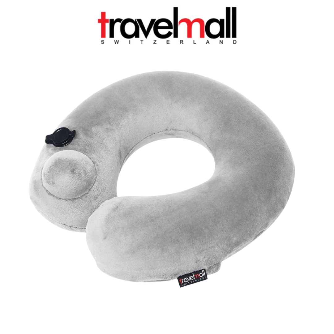 Travelmall Pocket-Pump Inflatable Neck Pillow | Patented 3D Pump, Red Dot Award, Hygienic, Foldable Travel Pillow