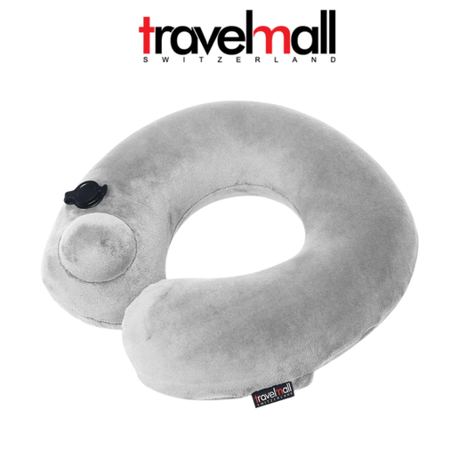 Travelmall Pocket-Pump Inflatable Neck Pillow | Patented 3D Pump, Red Dot Award, Hygienic, Foldable Travel Pillow