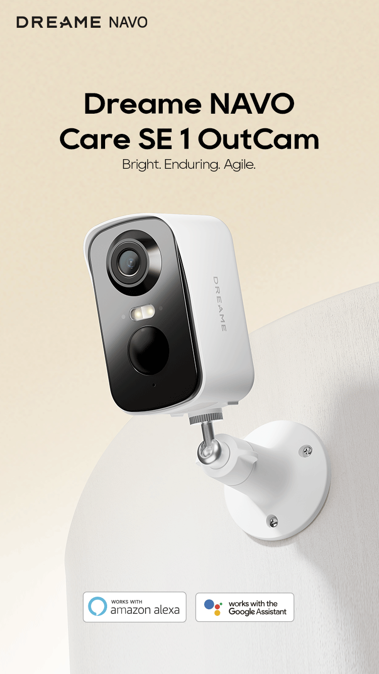 Dreame NAVO Care SE 1 OutCam Outdoor Security Camera Built-in Solar Panel HD WiFi AI Motion Detection Night Vision Two-Way Audio Weather Resistant