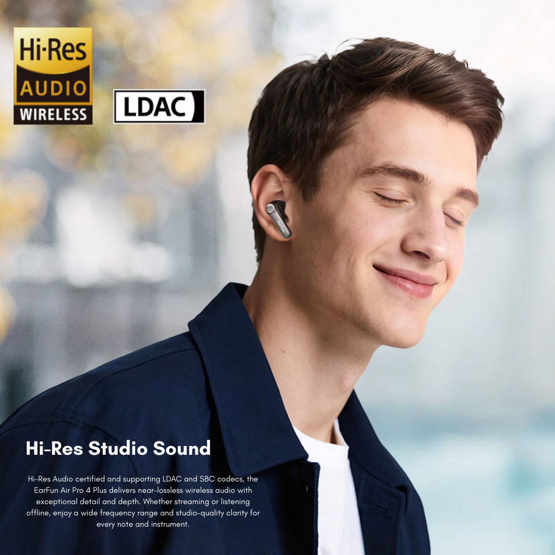 EarFun Air Pro 4+ Hi-Res ANC Earbuds | Bluetooth 6.0 Snapdragon Sound | AI Real-Time Translation & Auracast | Dual Hybrid Driver (1BA + 10mm DD) | 50dB Adaptive Noise Cancelling | 54H Playtime | IP55 Waterproof