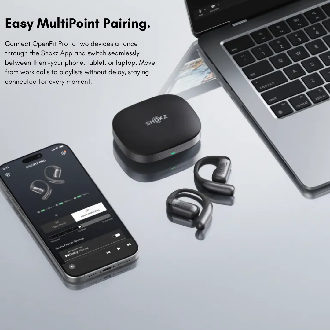 Shokz OpenFit Pro Open-Ear True Wireless Earbuds | Shokz SuperBoost™ & DirectPitch™ Tech | Dolby Atmos Optimized | IP55 Sweatproof | 50-Hour Battery Life | Noise Reduction | USB-C & Wireless Charging