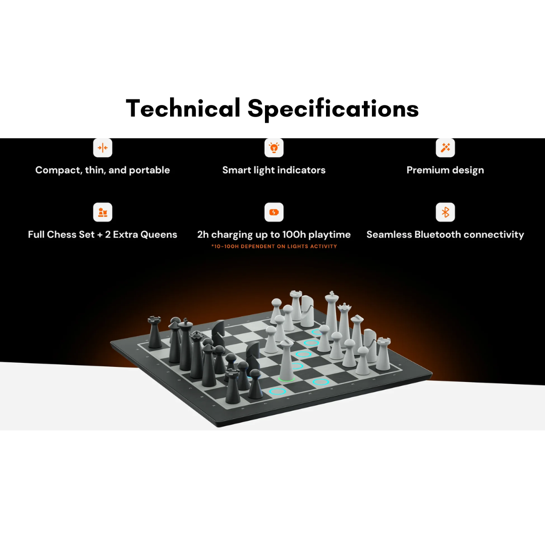 GoChess Mini delivers the perfect fusion of traditional chess, cutting-edge technology, AI, and portability. All in a slim, premium board, designed for chess lovers wherever they go.