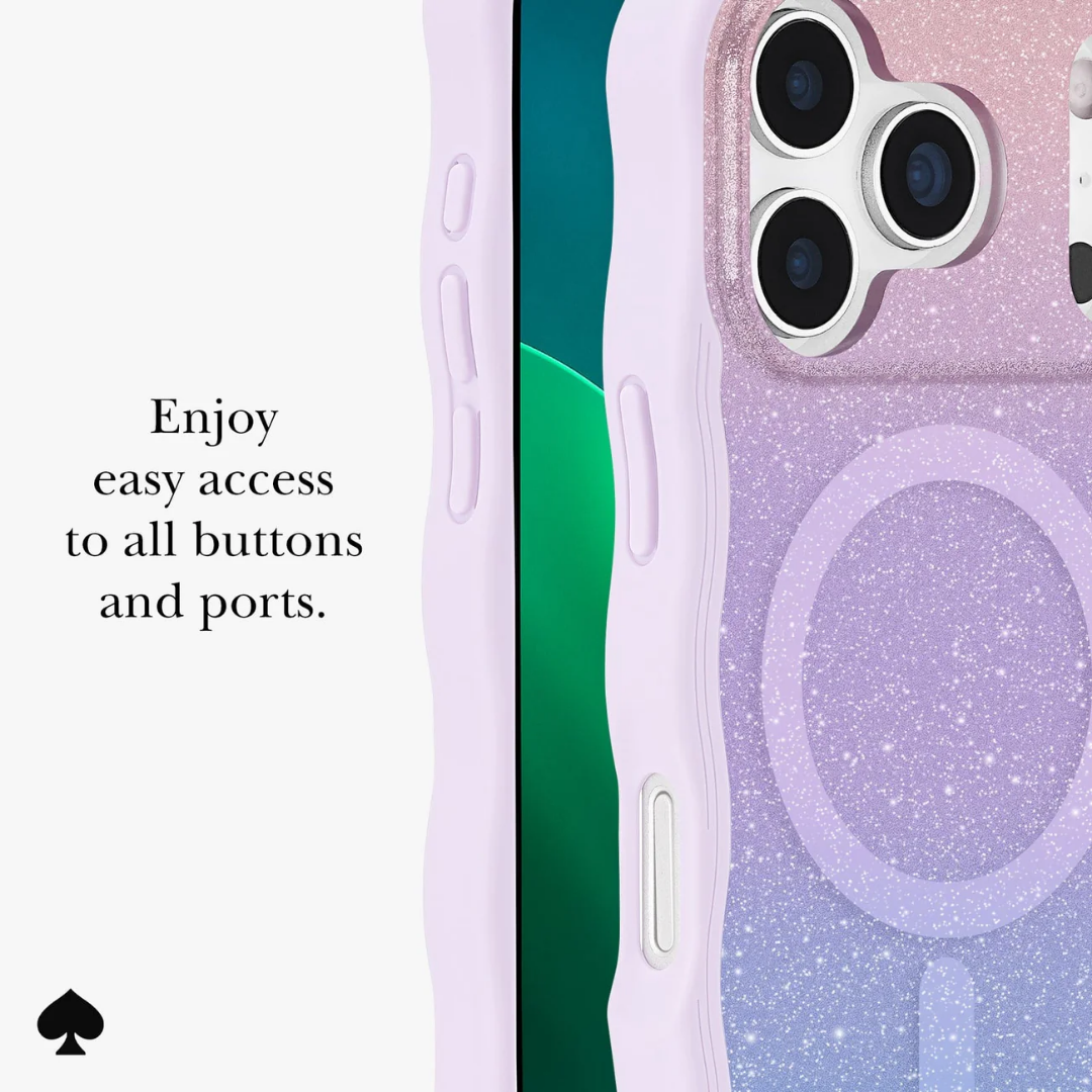 Kate Spade New York Wavy Nightfall MagSafe iPhone 17 Case – Glitter Ombré, 12ft Drop, MagSafe Compatible