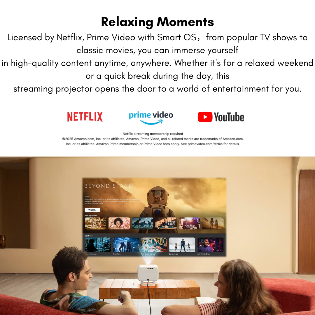 Yaber L2 Plus 1080P FHD Projector | 460 ISO Lumens, SOUND BY JBL, Auto Focus/Keystone, Licensed Netflix, Dual 5G WiFi