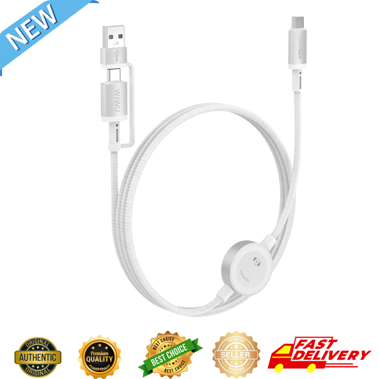 WiWU TitanLink Wi-C104 100W 2 in 1 Cable Magnetic Watch Charger Type C USB A PD 100W Fast Charge Laptop Phone Braided