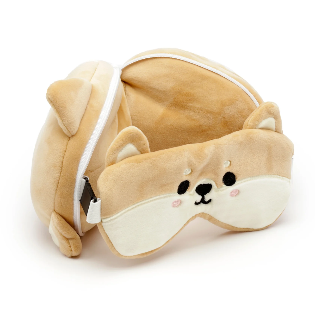 Unfolded Shiba Inu Travel Pillow – Soft Neck and Lumbar Support for Travel
