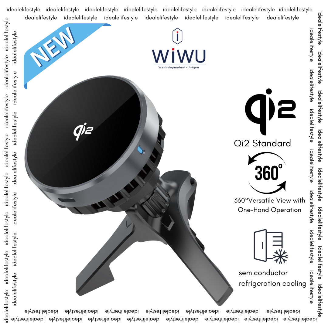 WiWU CH-319 Qi2.0 Car Mount  Wireless Charger with Semiconductor Refrigeration[Cooling Fast Charging], 360° Rotation Magnetic Car Charger