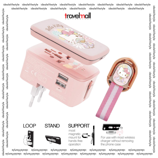 Travelmall X Hello Kitty 2-in-1 Worldwide Travel Adaptor Set