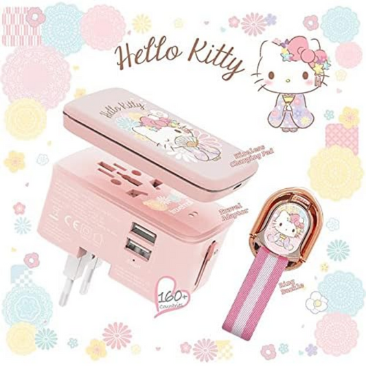 Travelmall X Hello Kitty 2-in-1 Worldwide Travel Adaptor Set