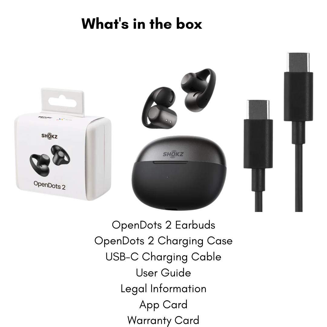 SHOKZ OpenDots 2 Open Ear Wireless Earbuds Bluetooth Dolby Audio Bass IP57 Sport Headphones Noise Canceling Earphone