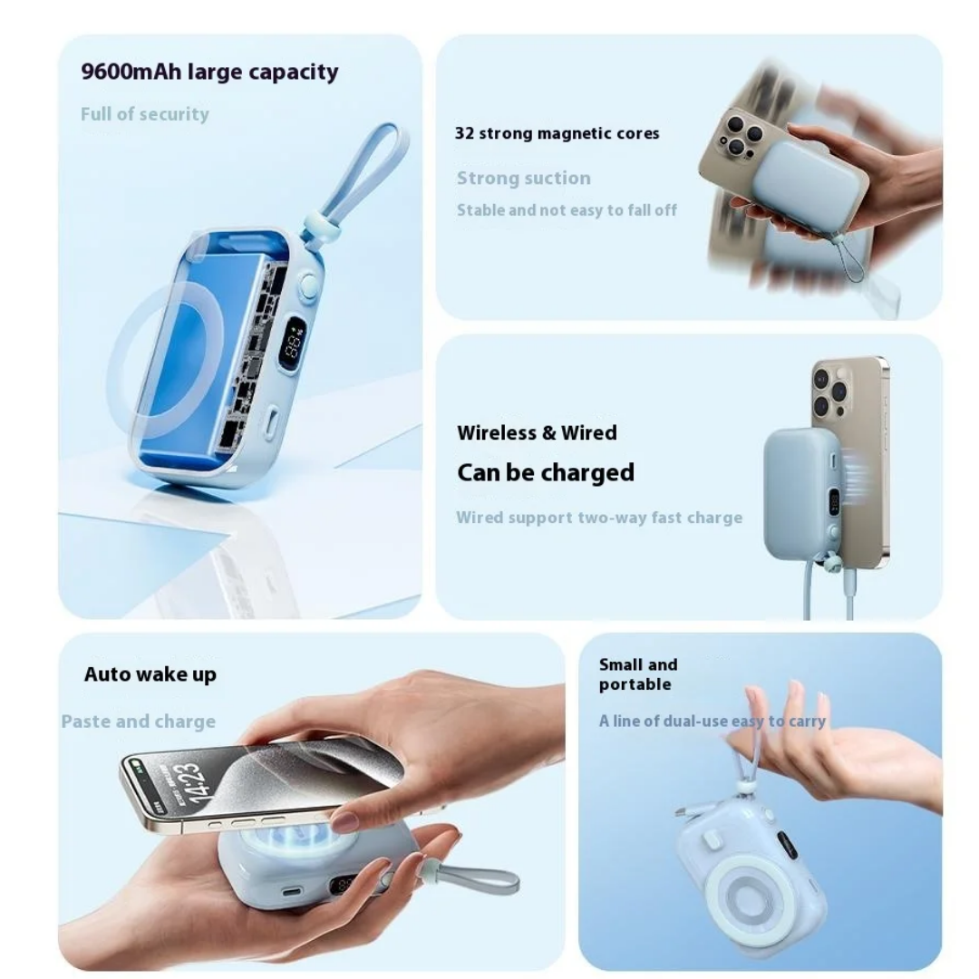 WIWU Wi-P041 9600mAh Power Bank Magnetic Phone Wireless Charger with T – idealelifestyle