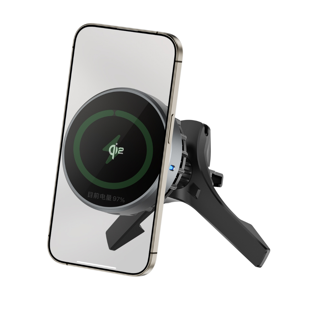 WiWU CH-319 Qi2.0 Car Mount  Wireless Charger with Semiconductor Refrigeration[Cooling Fast Charging], 360° Rotation Magnetic Car Charger